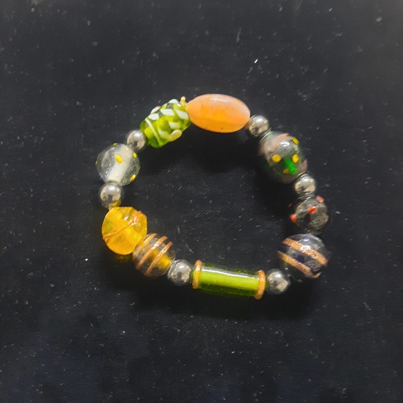 Handmade Stretch Glass beads bracelet Multicolored Glass beads - Picture 2 of 6